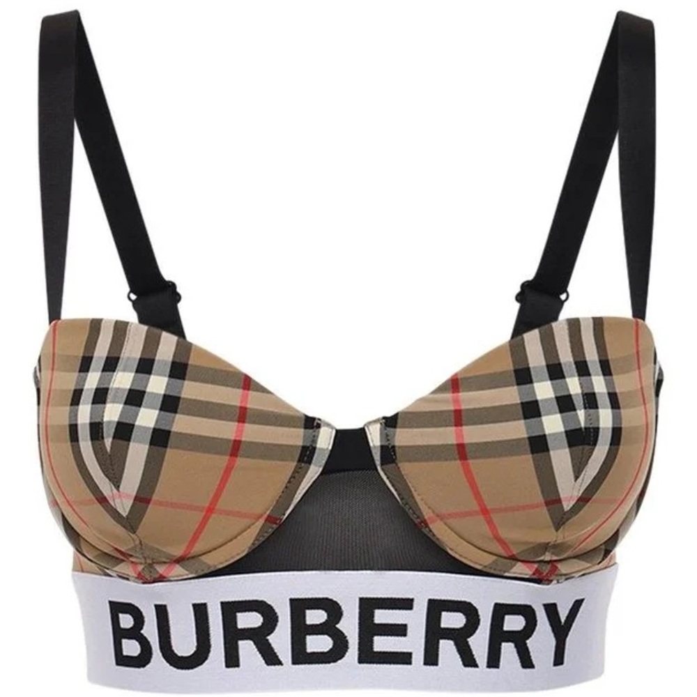Burberry Plaid Bra with Logo Band